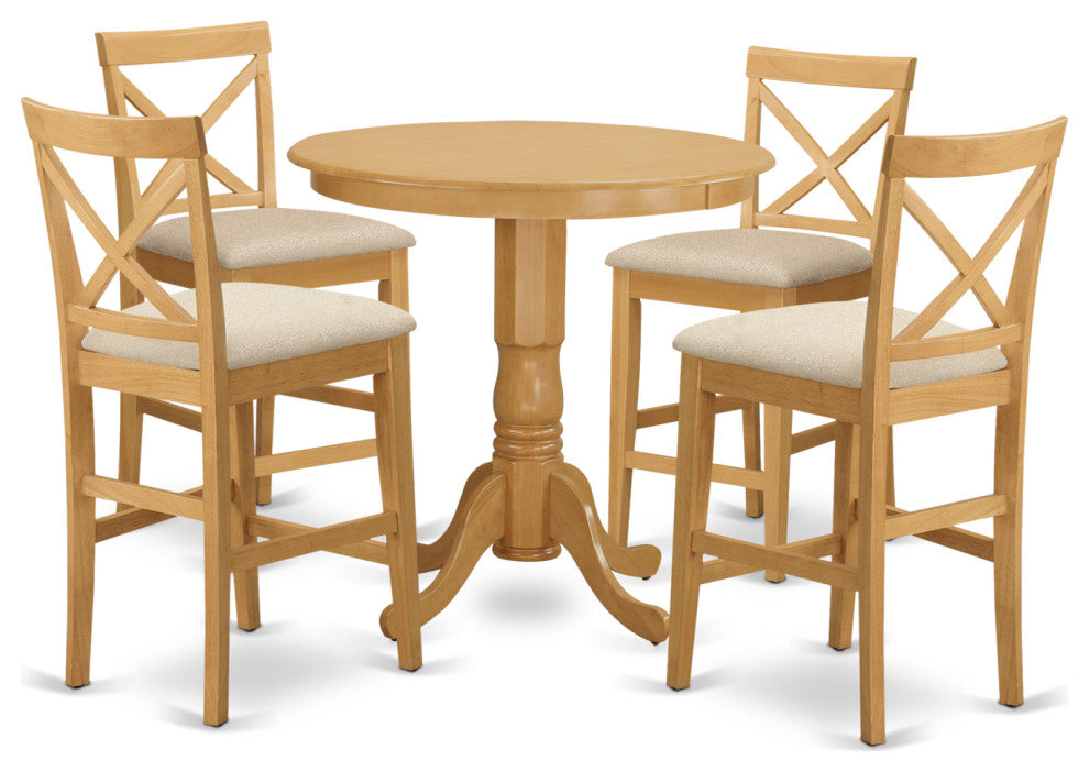 Japb5-Oak-C 5 Pc Dining Counter Height Set -Pub Table And 4 Counter Height Stool