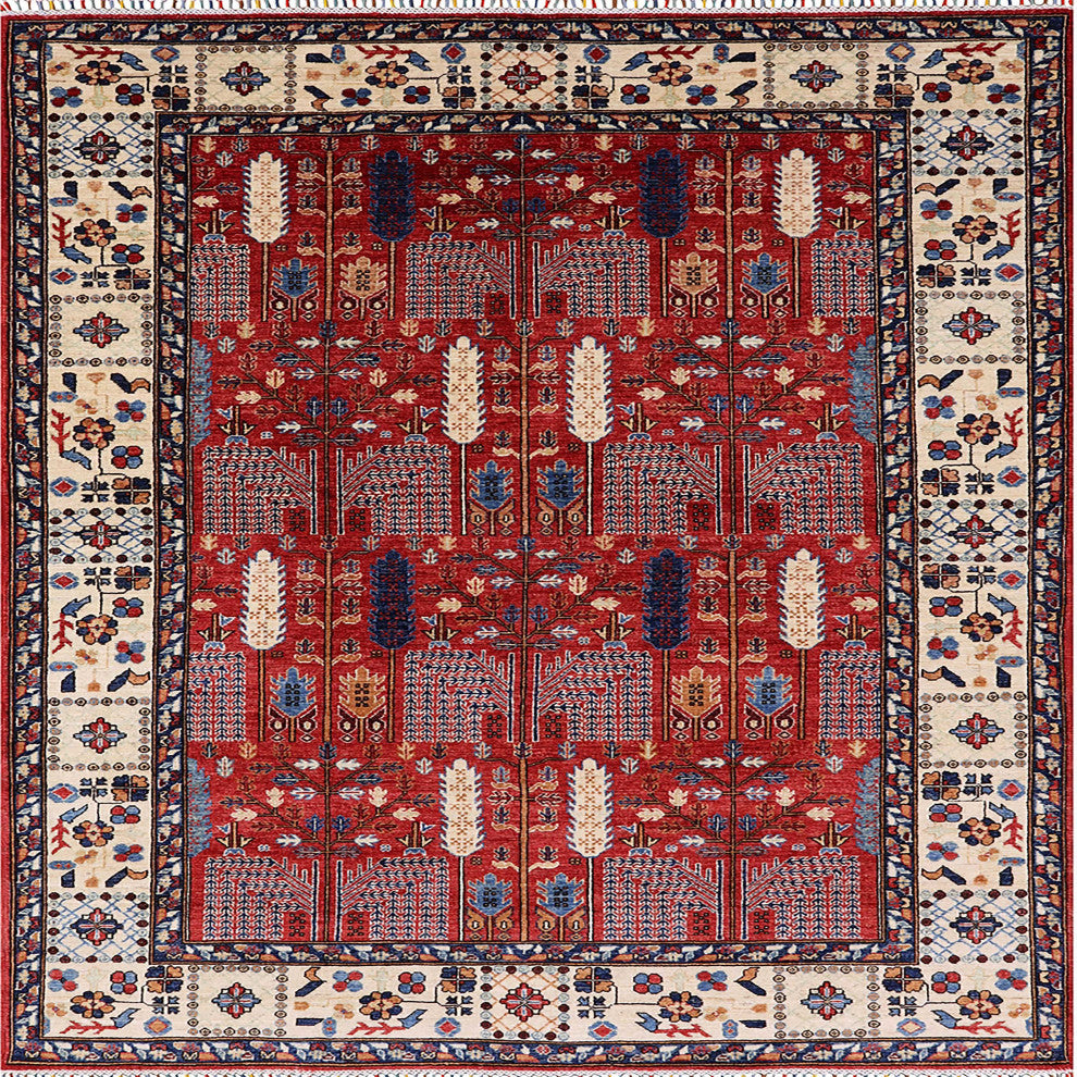 Ahgly Company Indoor Square Mid-Century Modern Area Rugs, 7' Square