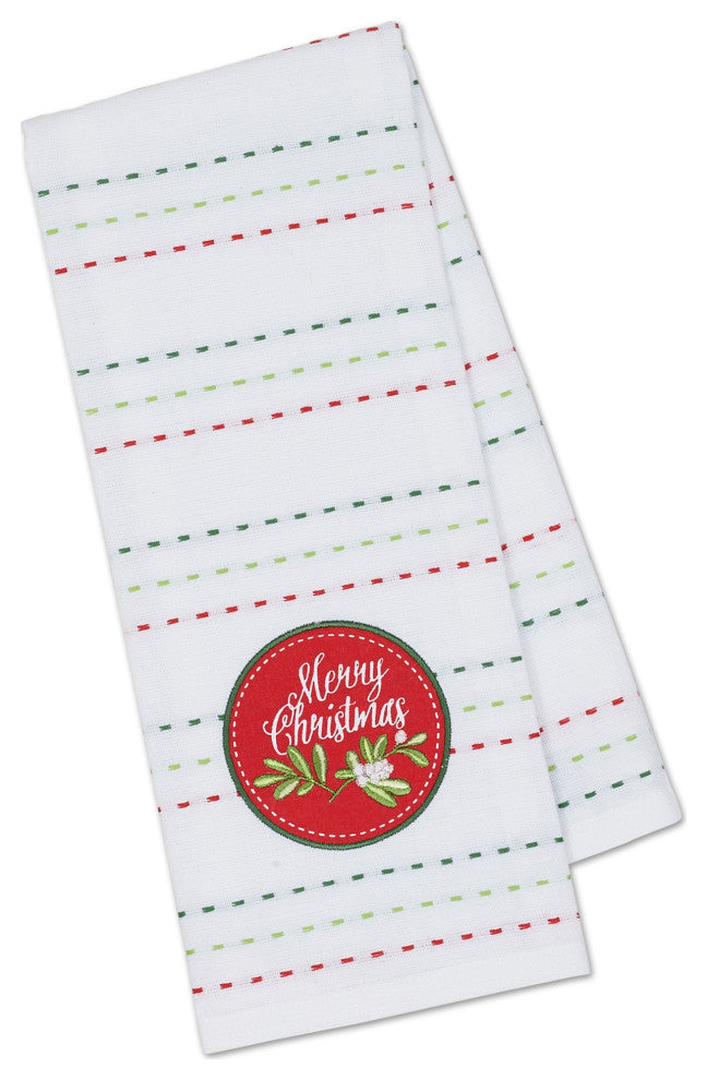 Merry Christmas Embroidered Dishtowel