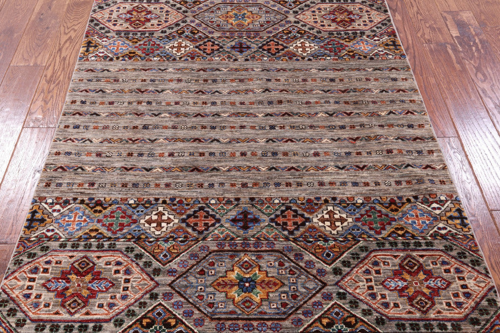 4' 0" X 5' 10" Super Kazak Khorjin Handmade Rug Q9636
