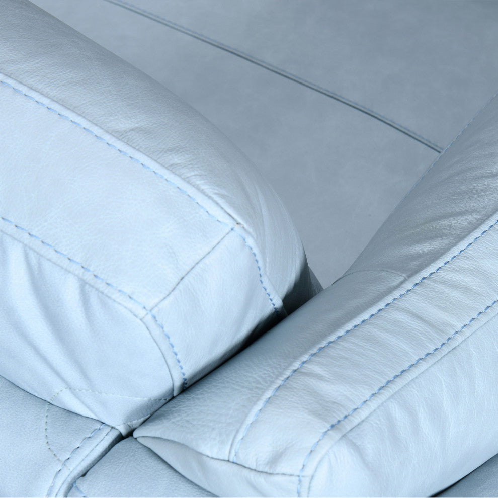 Franz Mint Leather Sofa, Sky Blue