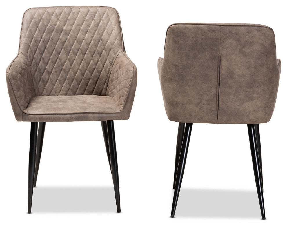 Chataway Gray and Brown Imitation Leather 2-Piece Metal Dining Chair Set