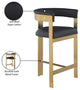 Romeo Upholstered Counter Stool, Set of 2, Black, Vegan Leather, Brushed Gold