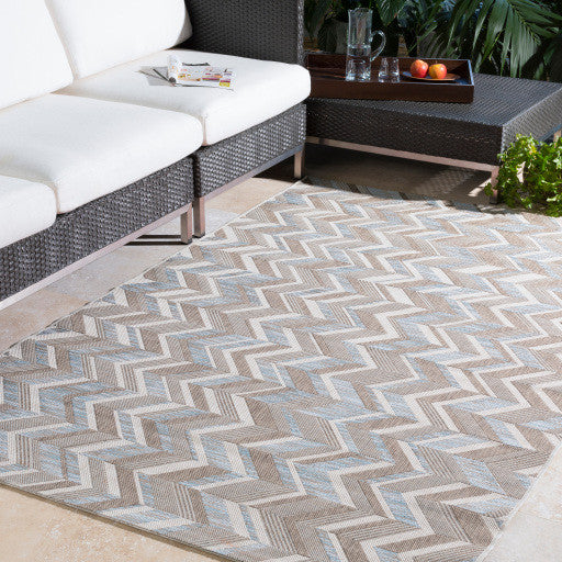 Surya Santa Cruz STZ-6004 7'10"x10'10" Rug, Tan/Ivory/Khaki/Sky Blue/Camel