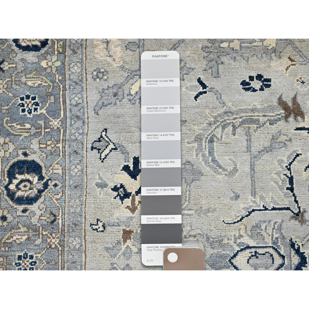 Gray, Serapi Heriz Design, Soft Wool, Hand Knotted, Oriental Rug, 6'x8'9"