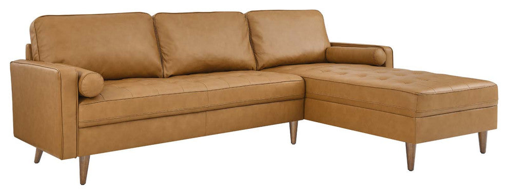 Valour 98" Leather Sectional Sofa, Tan