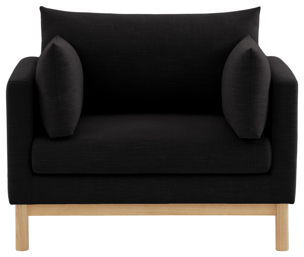 Langham Linen Textured Fabric Upholstered Chair, Black