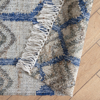 8' x 10' Marquesas Ivory and Blue Trellis Flatweave Area Rug