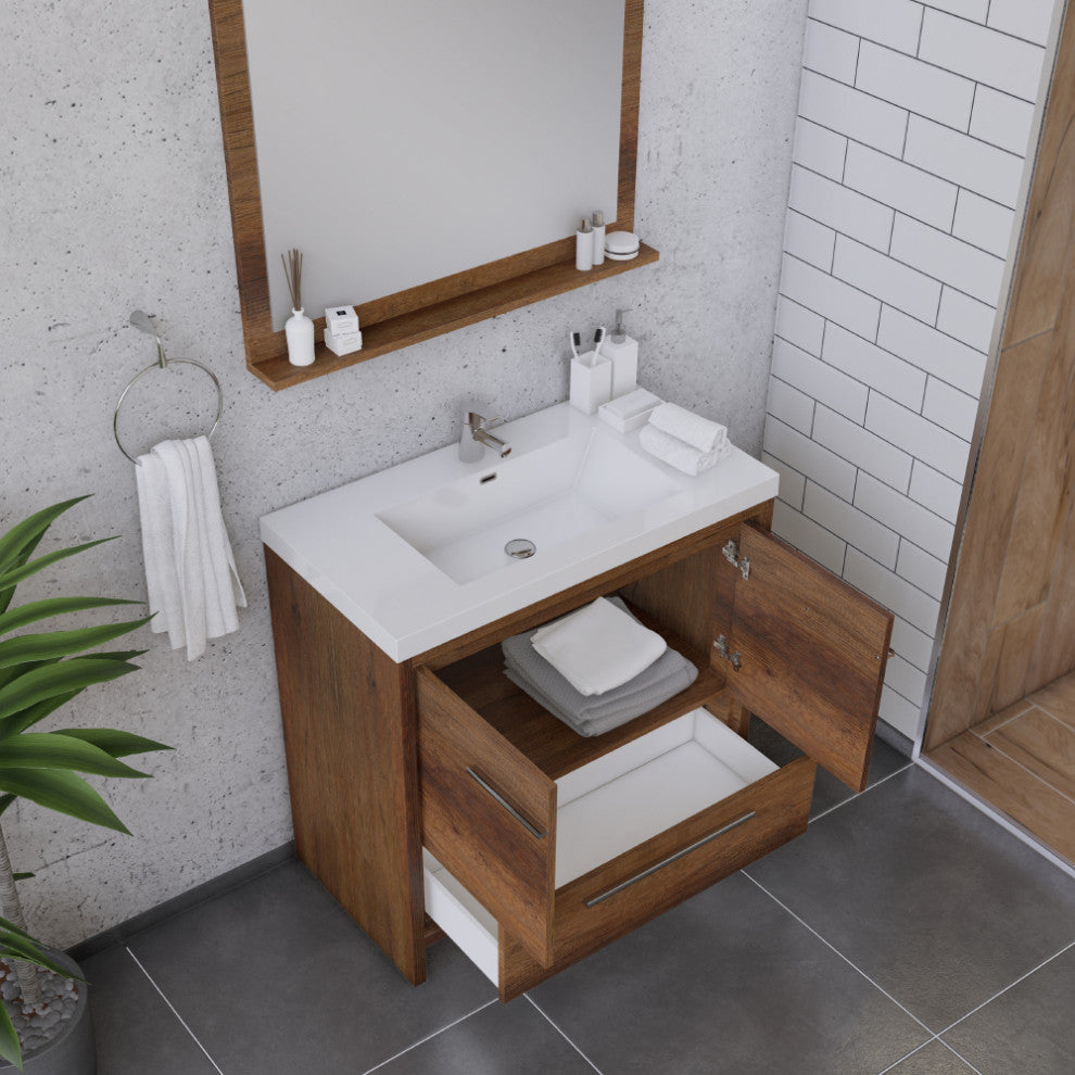 Sortino 36" Bathroom Vanity With Sink, Rosewood