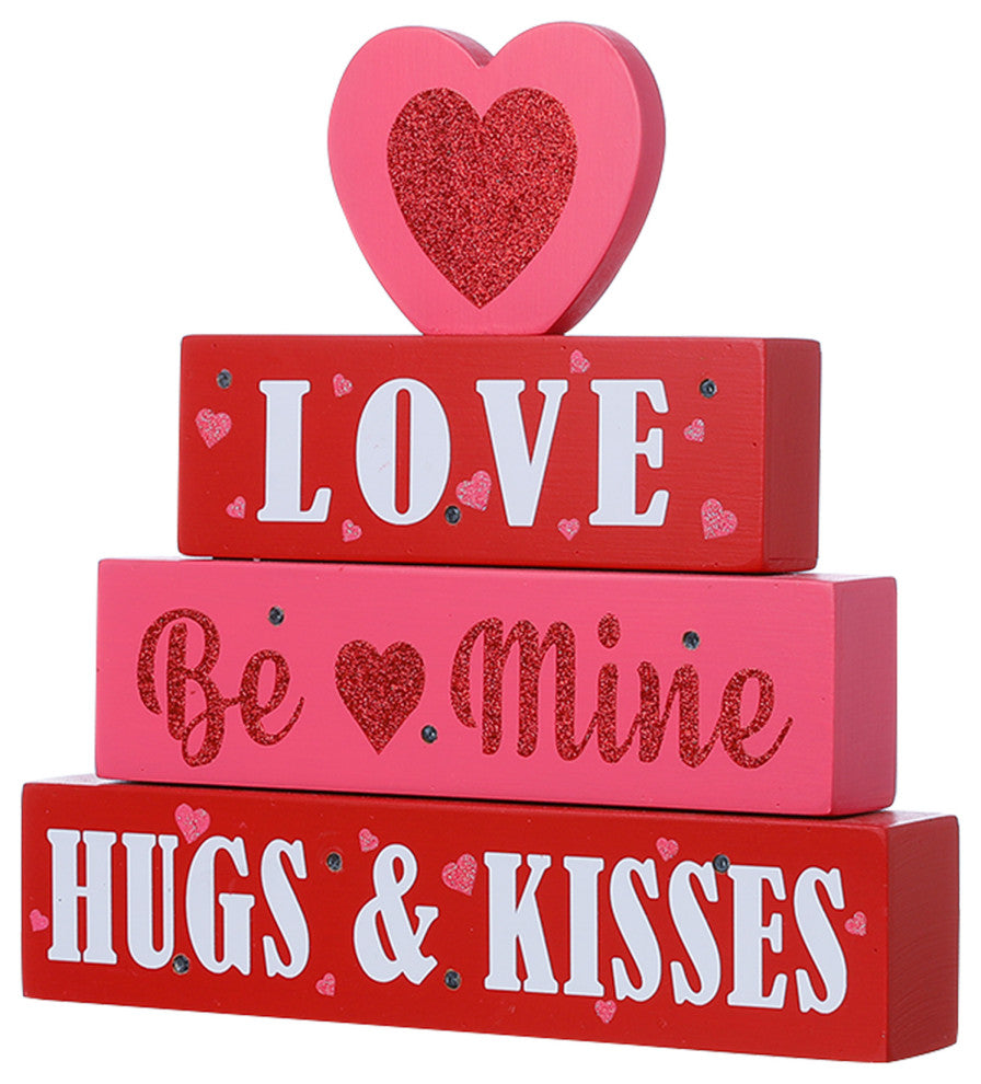 11.25" Lighted Valentine's Wooden Block Table Sign