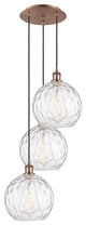 Athens Multi-Pendant, Antique Copper, Clear Water Glass