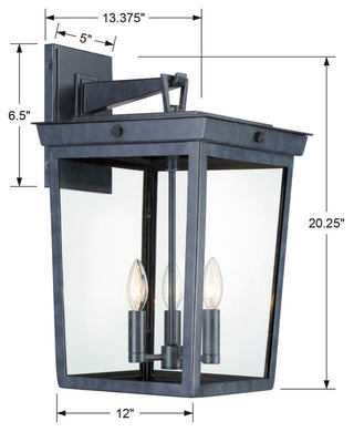 Belmont 3 Light Graphite Outdoor Wall Mount