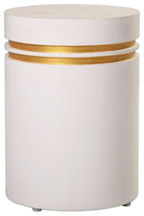 Santori Double Ring Accent Table Tall, White and Gold, Ivory White/Gold Ring