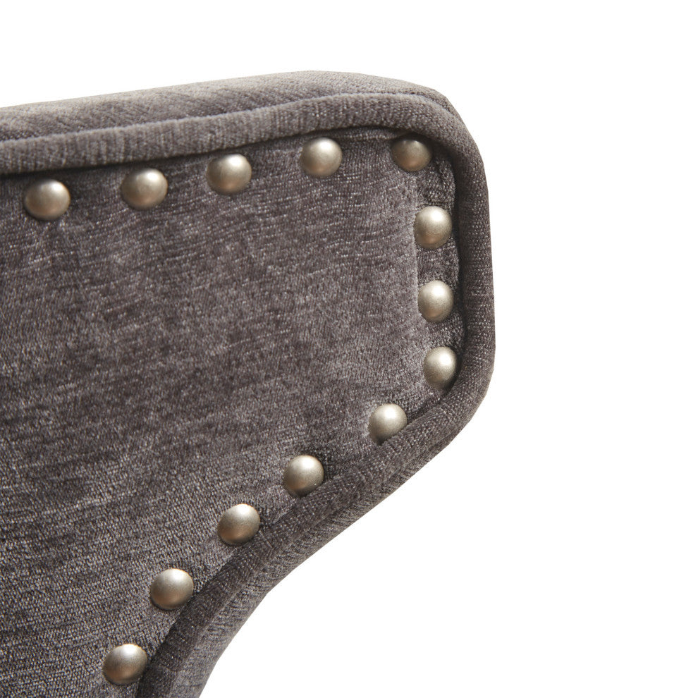Madison Park Emmett Bar Stools Swivel Height Upholstered Counter Stool, Charcoal