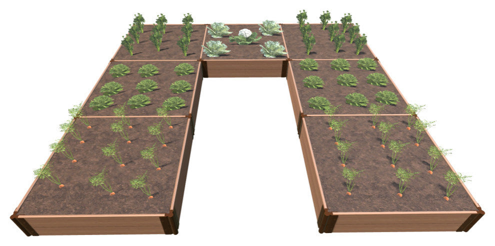 Classic Sienna Walk-In Jumbo U-Shape' 12'x12' 11" Raised Garden Bed, 1" Profile