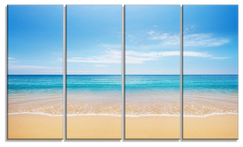 "Wide Blue Sky Over Beach" Seashore Canvas Photo Print, 4 Panels, 48"x28"