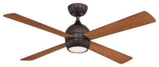 Fanimation Kwad 52" Ceiling Fan with LED Light, Dark Bronze/Dark Walnut or Cherr