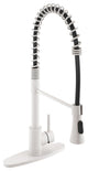 Spring Standard Kitchen Faucet with Dual-Function Spray Head and Deck Plate, Matte White