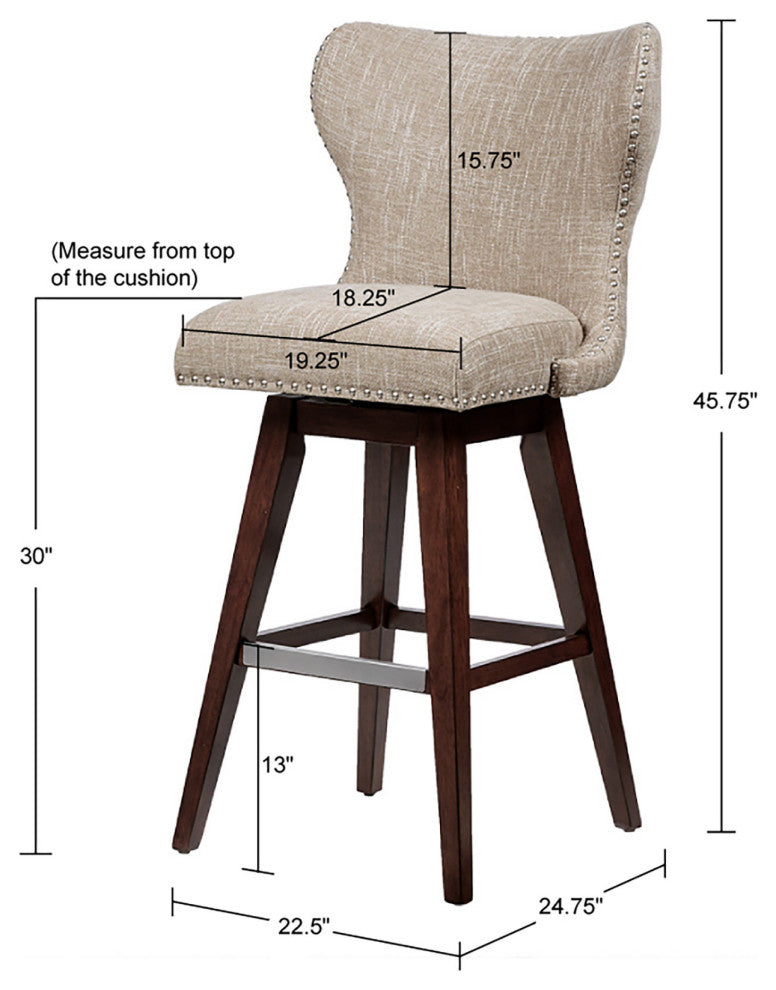 Hancock Wingback 30" Bar Stool, Light Brown