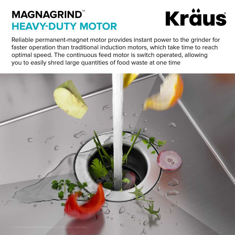 Undermount Stainless Steel Kitchen Sink With Garbage Disposal, 32" Kwu110-32