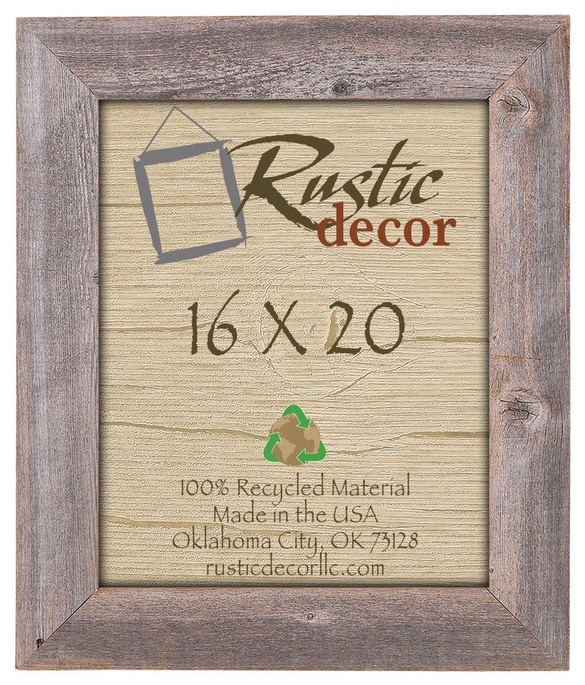 Catoosa Extra Wide Reclaimed Rustic Barn Wood Wall Frame, 16"x20"