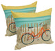 Blazing Needles 17" Spun Polyester Throw Pillows, Set of 2, Bicycle Sunrise