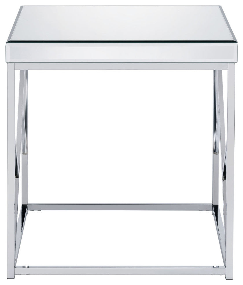 Evelyn Mirror Top End Table Chrome