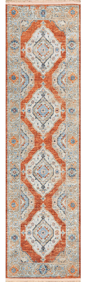 Indoor/Outdoor Marbella MB1 Spice Machine Washable 2'3" x 10' Runner Rug