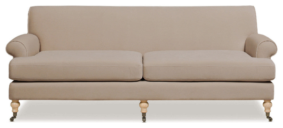 Alana Lawson Modern Farmhouse Tight Back Sofa, Mink Beige Performance Velvet