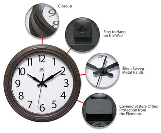 Small Weatherized Indoor/Outdoor Fabrizio Wall Clock