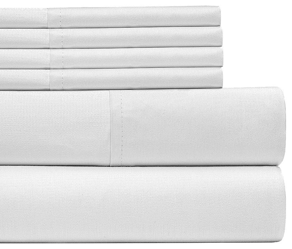 6 Piece Bed Sheets Set by Lux Decor, White, King