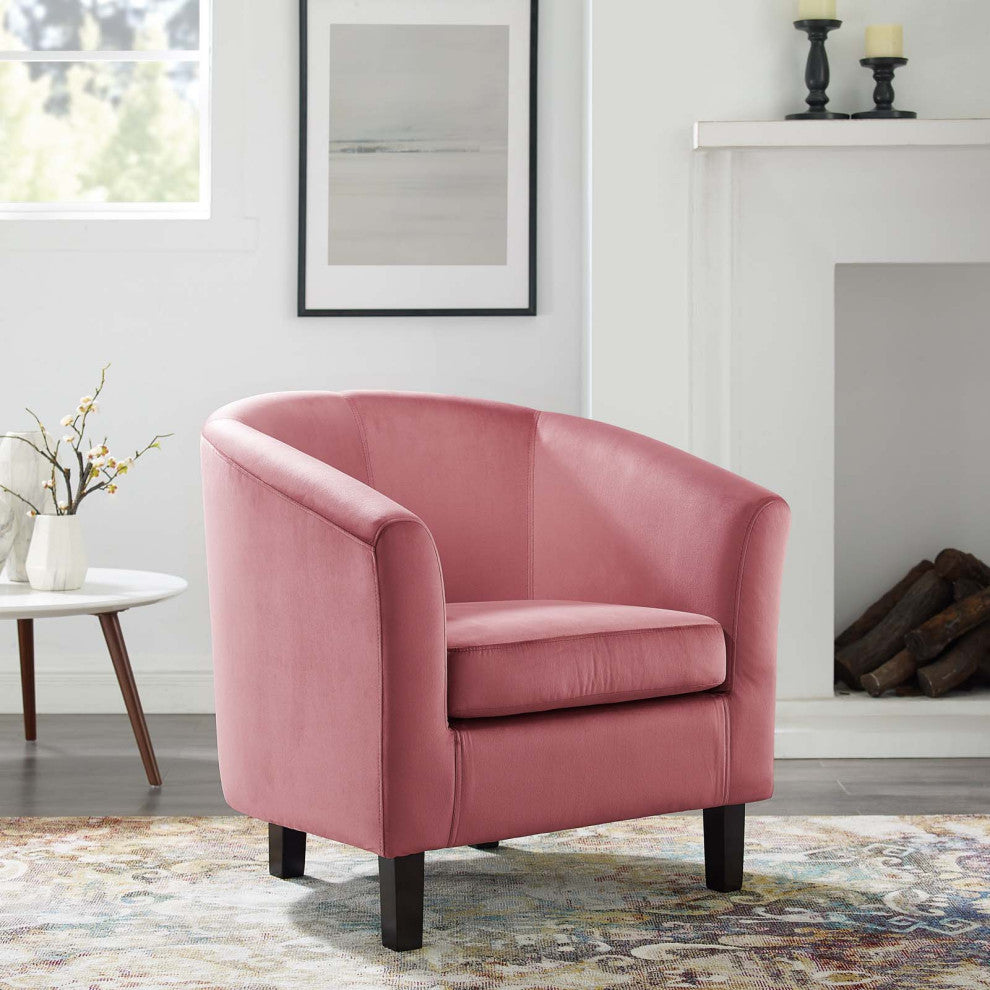 Armchair Accent Chair, Velvet, Pink, Modern, Living Lounge Hotel Hospitality