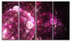 Pink on Black World Bubbles, Floral Canvas Art Print, 48"x28", 4 Panels