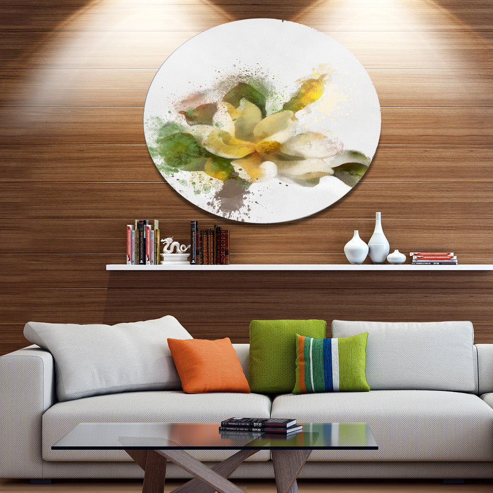 Beautiful Flower With Color Splashes, Floral Round Wall Art, 11"