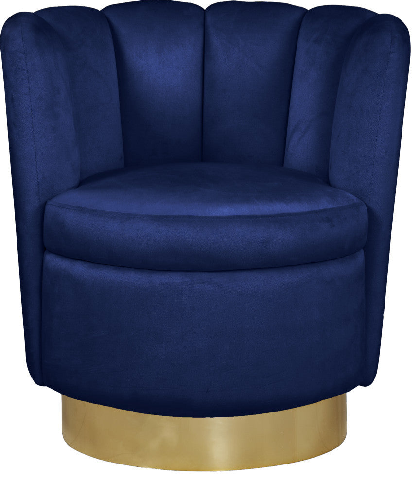 Lily Velvet Upholstered Accent Chair, Navy