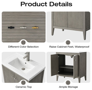 Vanity Art Freestanding Vanity, Driftwood Gray, 30", Single Sink, Brushed Nickel