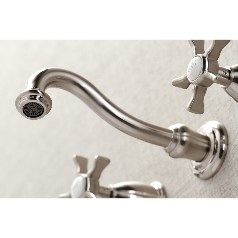 Kingston Brass KS3128NX Two-Handle Wall Mount Bathroom Faucet, Brushed Nickel
