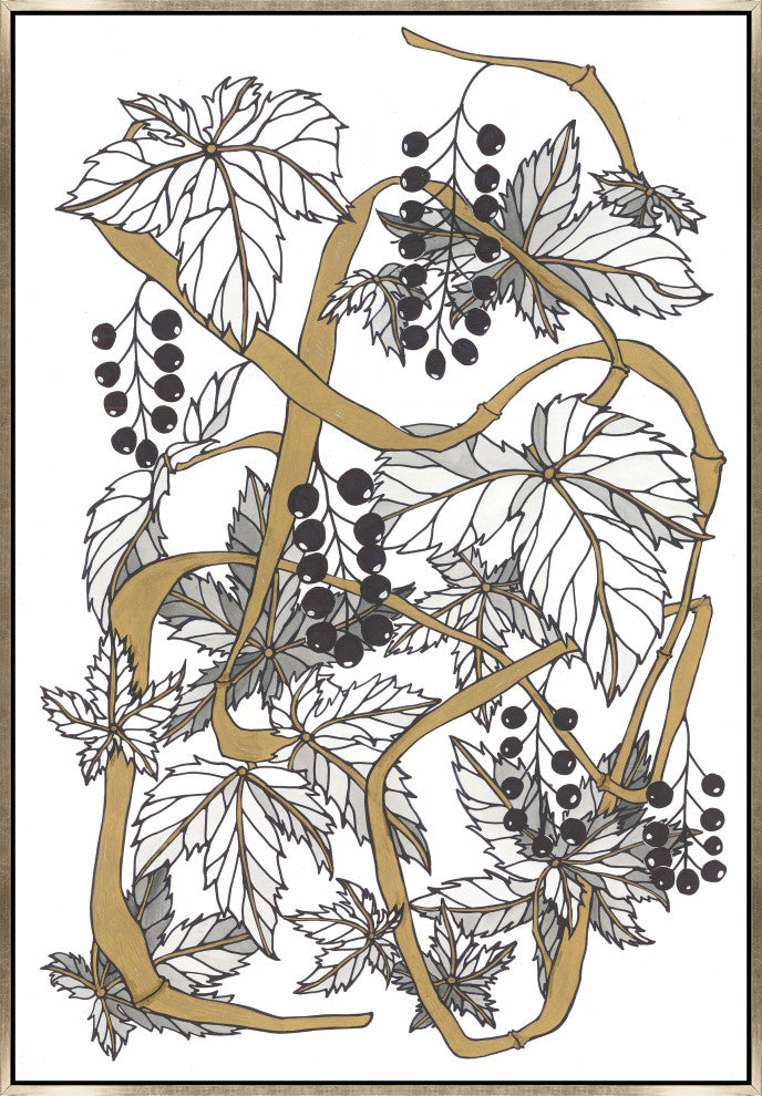 24x35 Intertwined Gold I, Framed Artwork, Silver