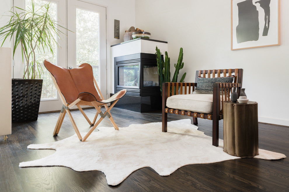 Southwestern Faux Cowhide Grand Canyon Area Rug, Ivory, 3'10"x5'