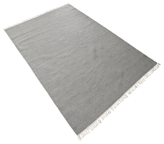 HAND WOVEN FLAT WEAVE KILIM WOOL ECO-FRIENDLY AREA RUGS-Solid,Silver