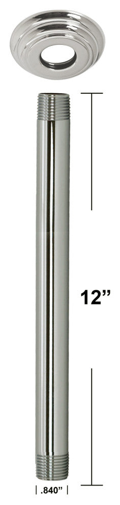1/2" Ips X 12" Ceiling Mounted Shower Arm With Flange In Polished Brass, Satin Nickel