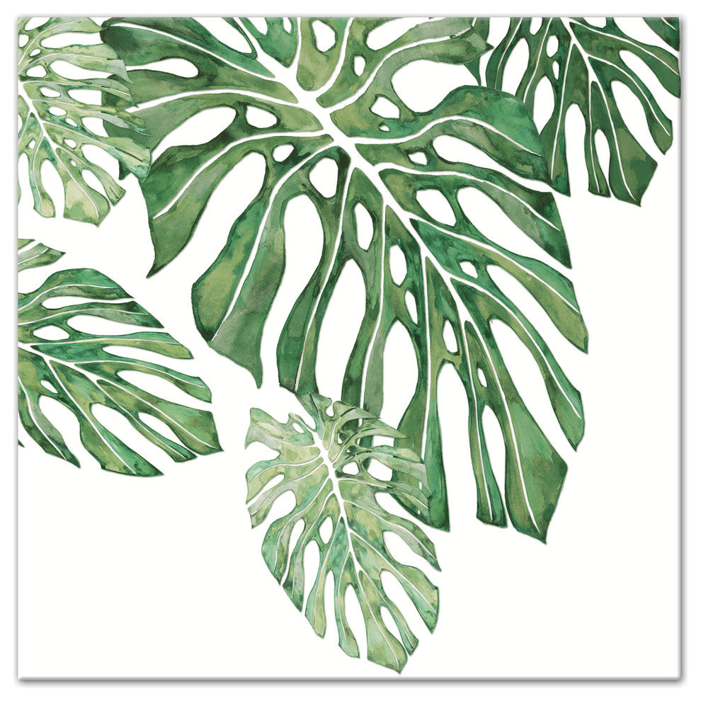 Green Tropical Leaves 30x30 Canvas Wall Art