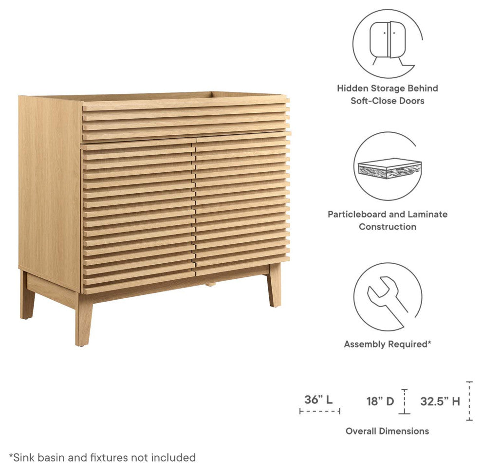 Render 36" Bathroom Vanity Cabinet, Oak