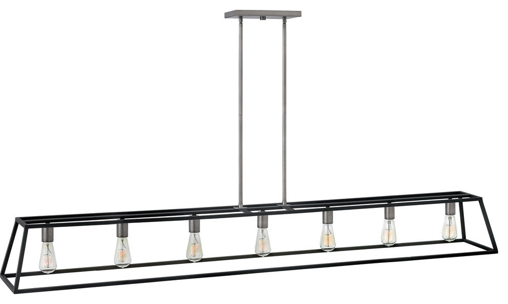 Fulton 7-Light Stem Hung Linear Chandelie Aged Zinc