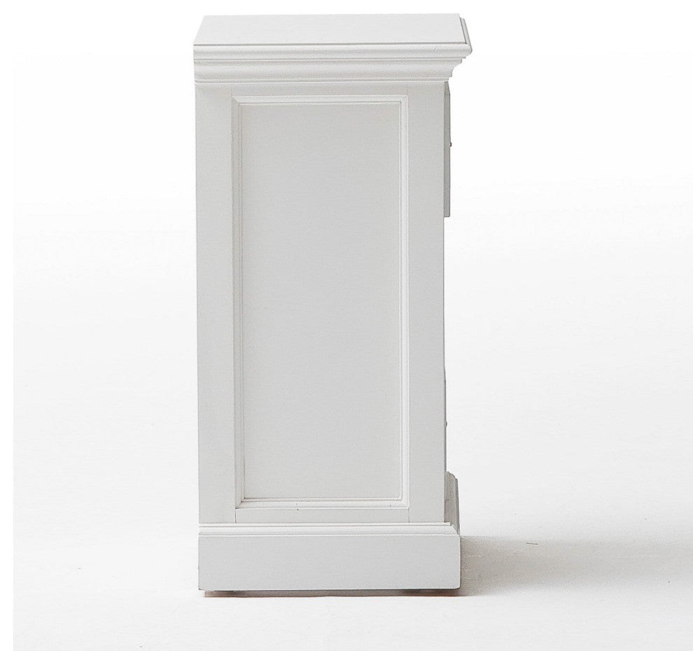 Tall Nightstand, Large Drawers With Hooded Metal Pull Handles, Semi Gloss White