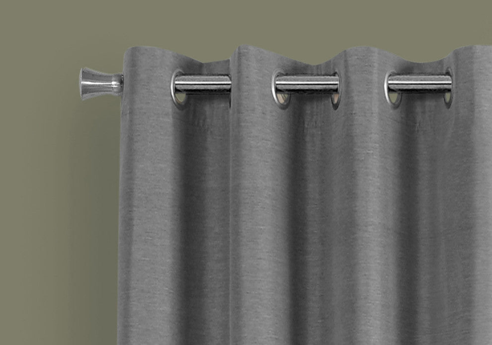 Curtain Panel, 2 Pieces, 52"Wx95"H Gray Solid Blackout