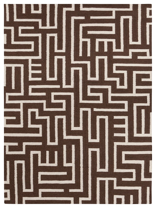 Lima Contemporary Area Rug, Brown and White, 5'x7'