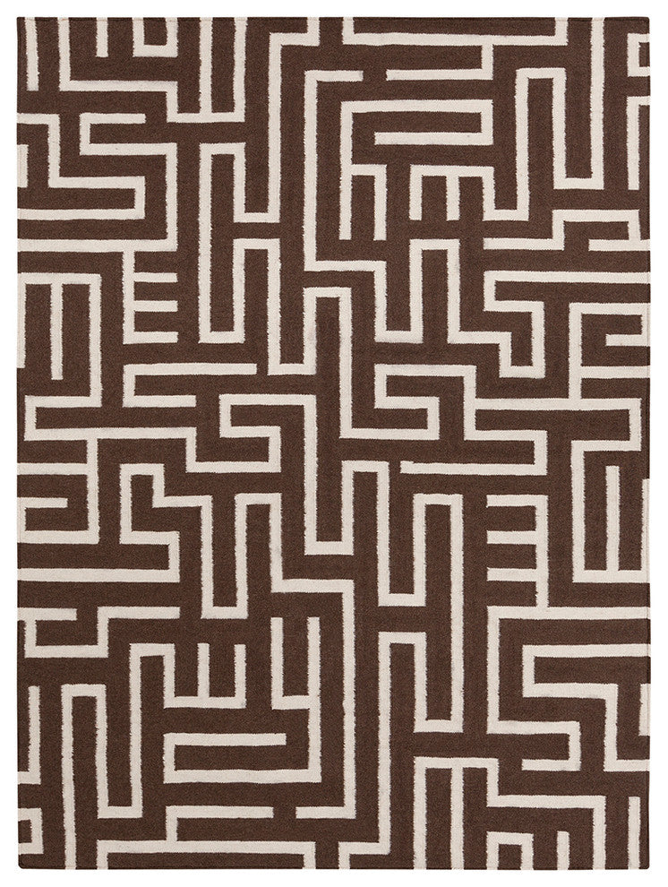 Lima Contemporary Area Rug, Brown and White, 5'x7'