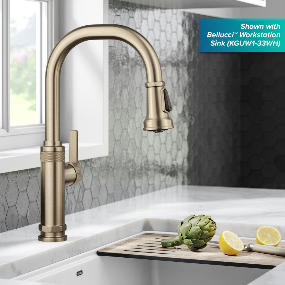 Sellette Pull-Down Kitchen Faucet, Spot Free Antique Champagne Bronze