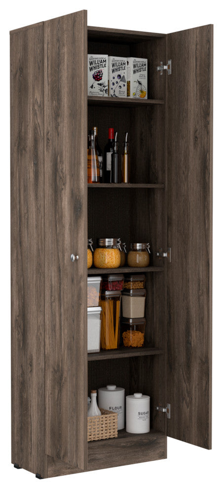 DEPOT E-SHOP Dakari-Storage Single-Door Pantry Cabinet, Dark Brown
